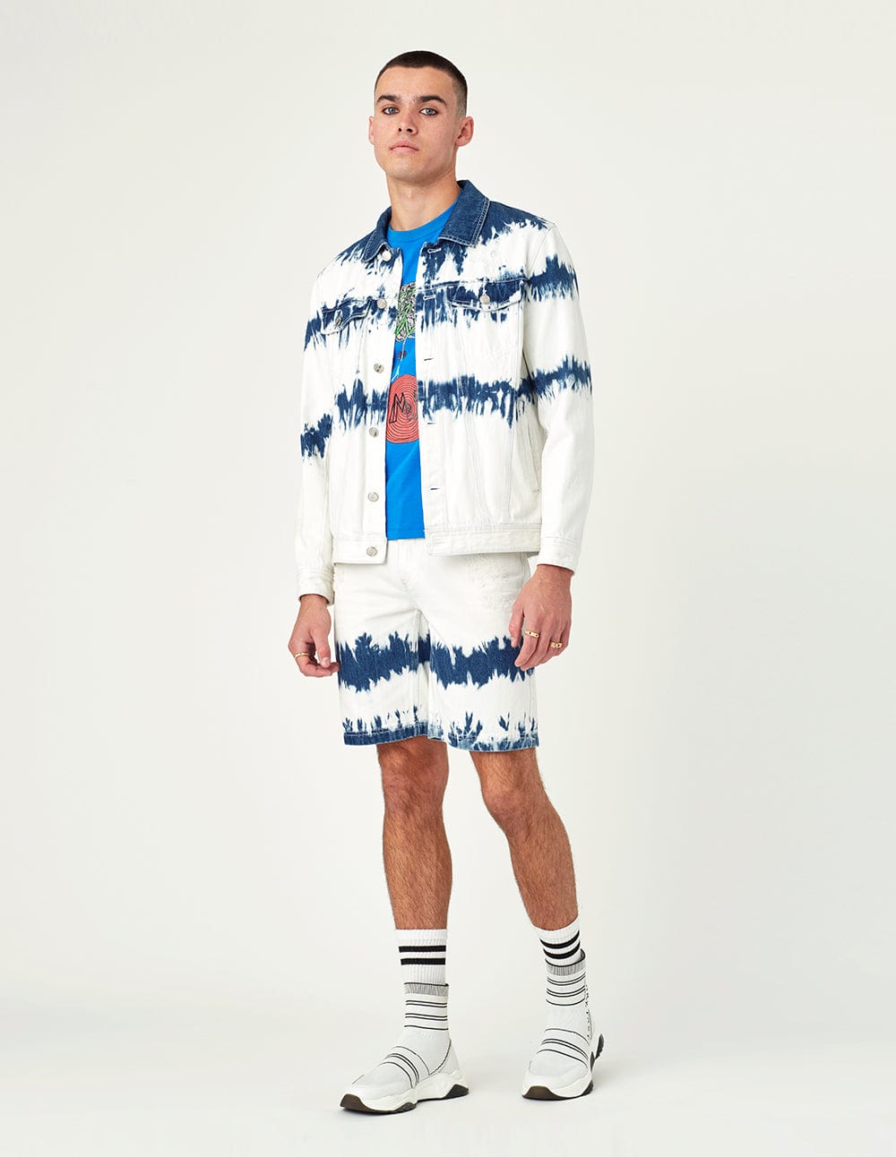 Bleach Tie-Dyed Ripped Denim Shorts