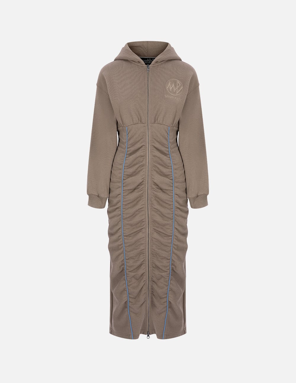 Women's Cotton Hooded Zipper Drawstring Dress