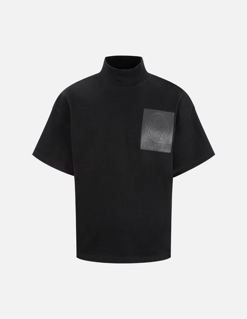 Men's Black Leather Patch T-Shirt