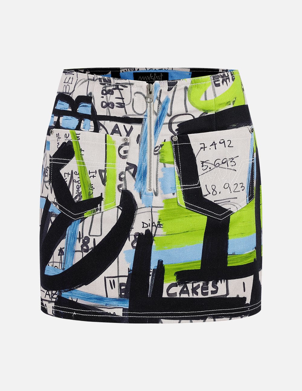 Women's Recycled Graffiti Print Denim Skirt