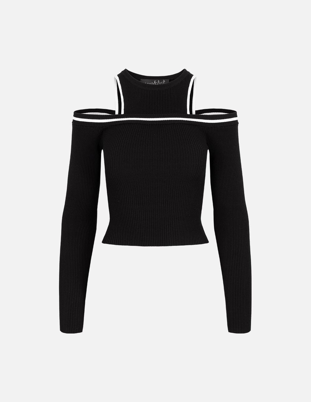 Women's Contrast Off Shoulder Cropped Sweater