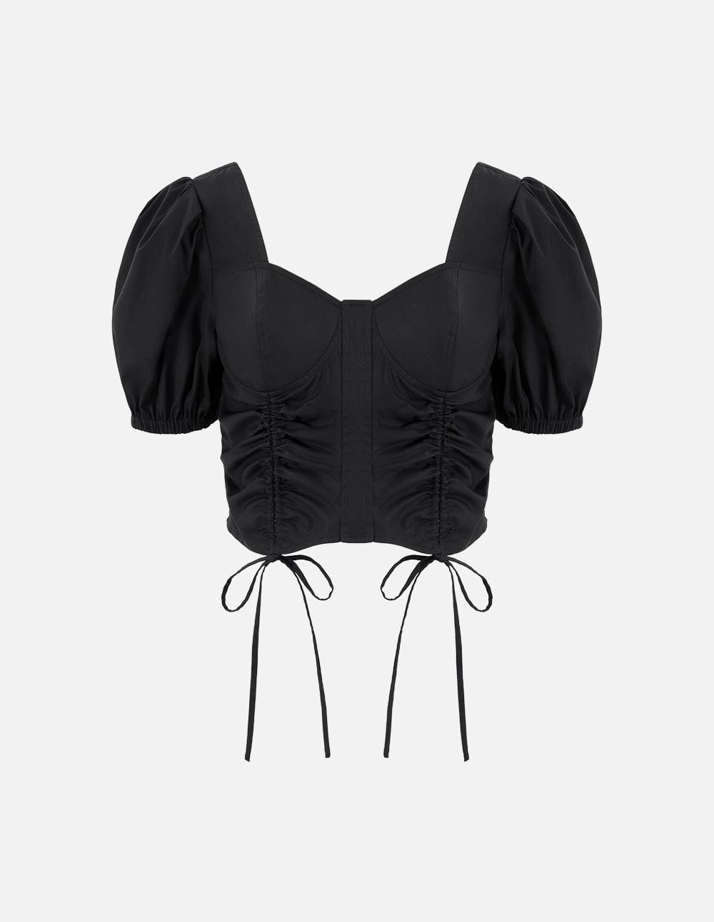 Women's Black Puff Sleeve Ruched Bolero