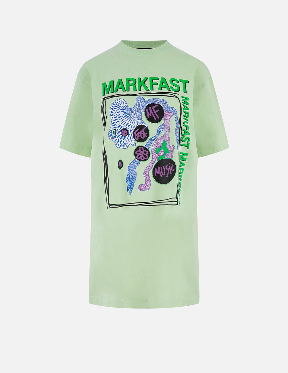 Ladies Light Green Cotton Printed T-Shirt Dress