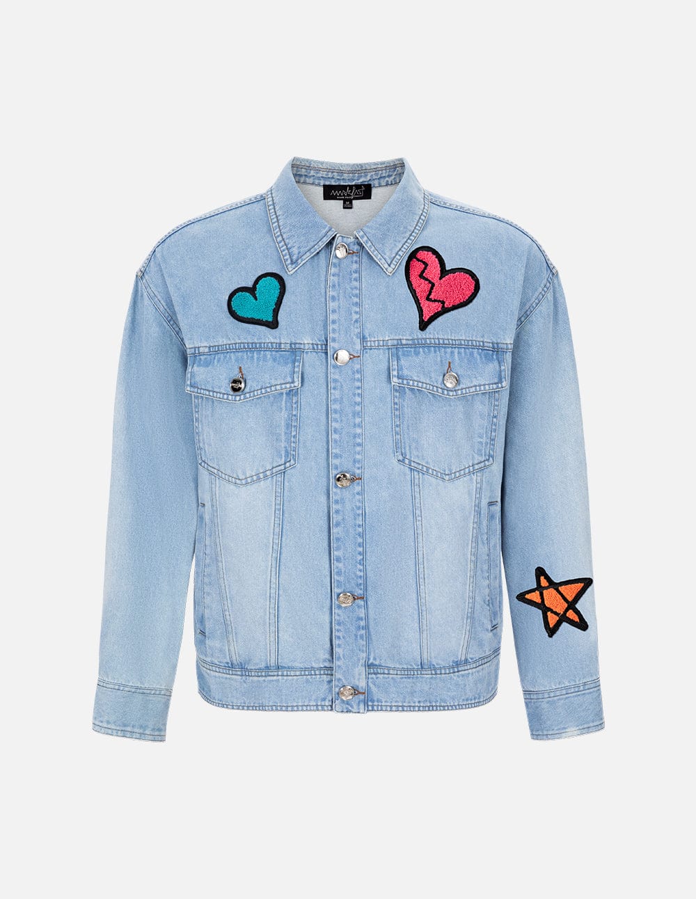 Unisex Printed Washed Denim Jacket