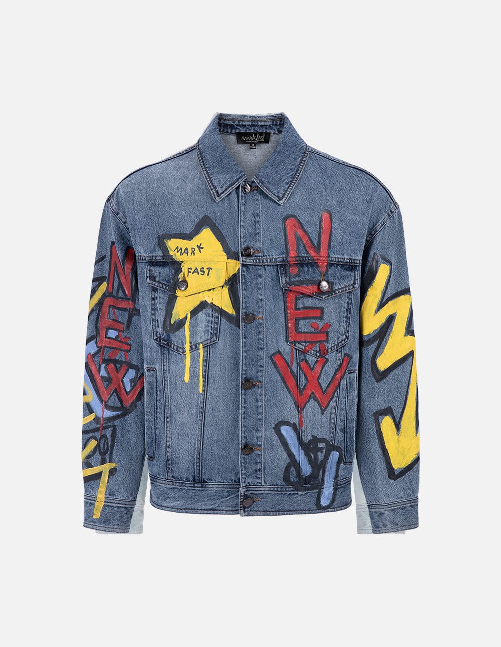Unisex graffiti print denim jacket