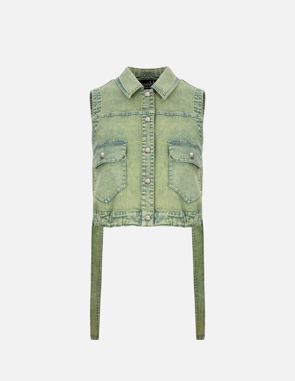 Women's Light Green Washed Denim Tank Top