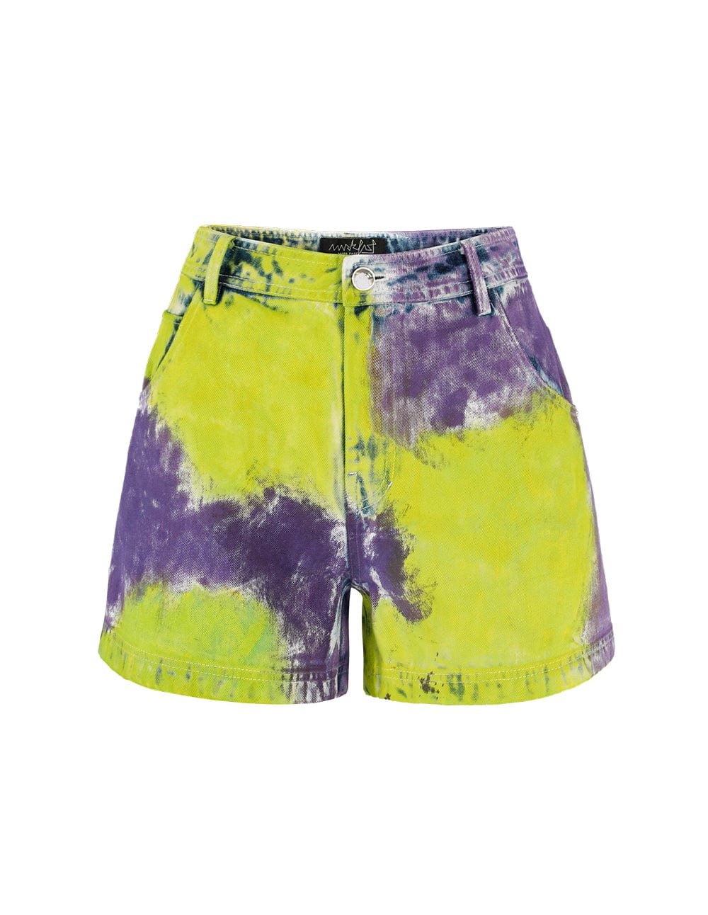 Tie-Dyed High-Waisted Denim Shorts