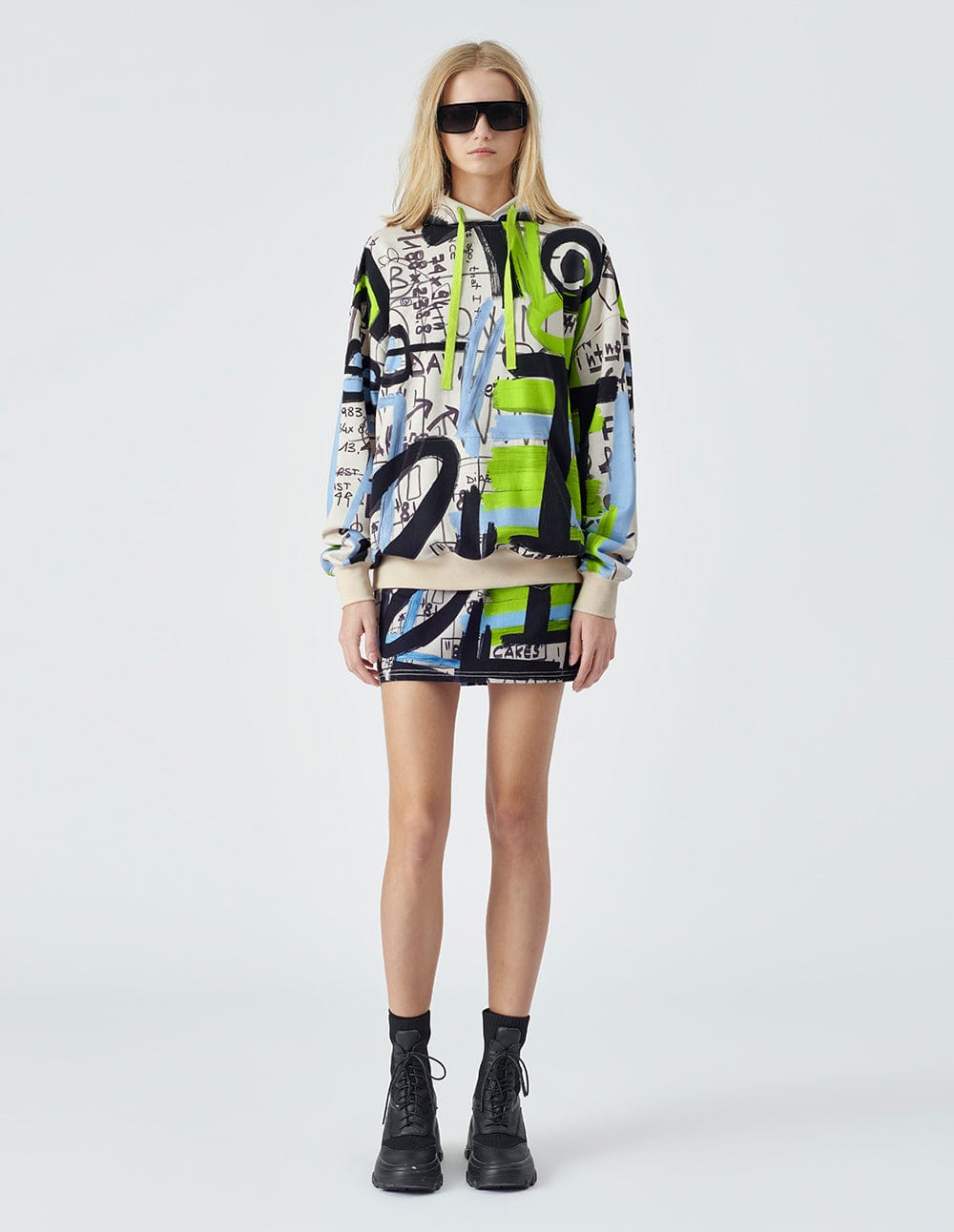 Women's Recycled Graffiti Print Denim Skirt