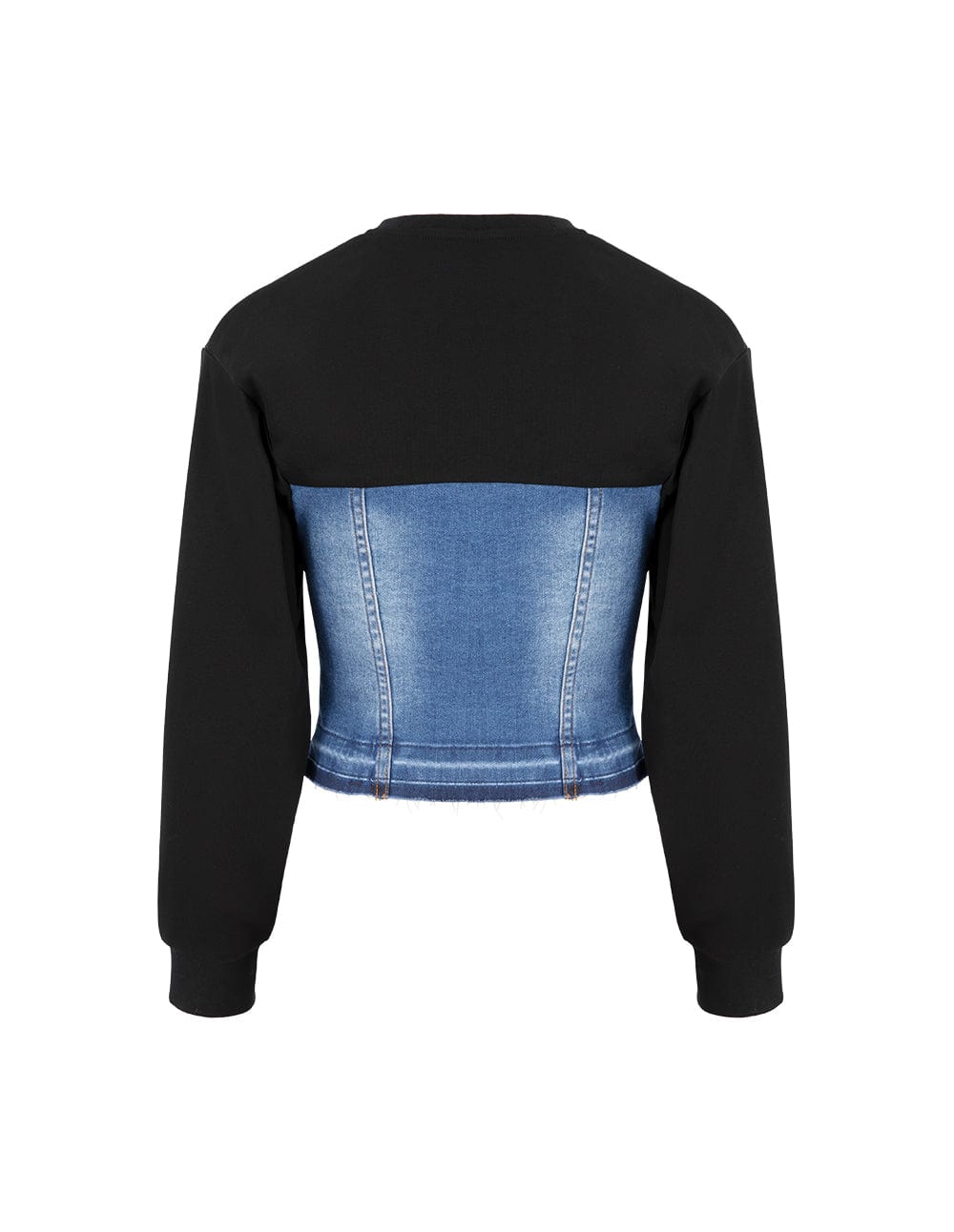 Women's Medium Blue Denim Stitching Cropped Sweatshirt