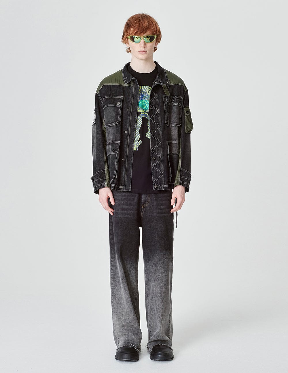 Unisex Patchwork Washed Denim Jacket