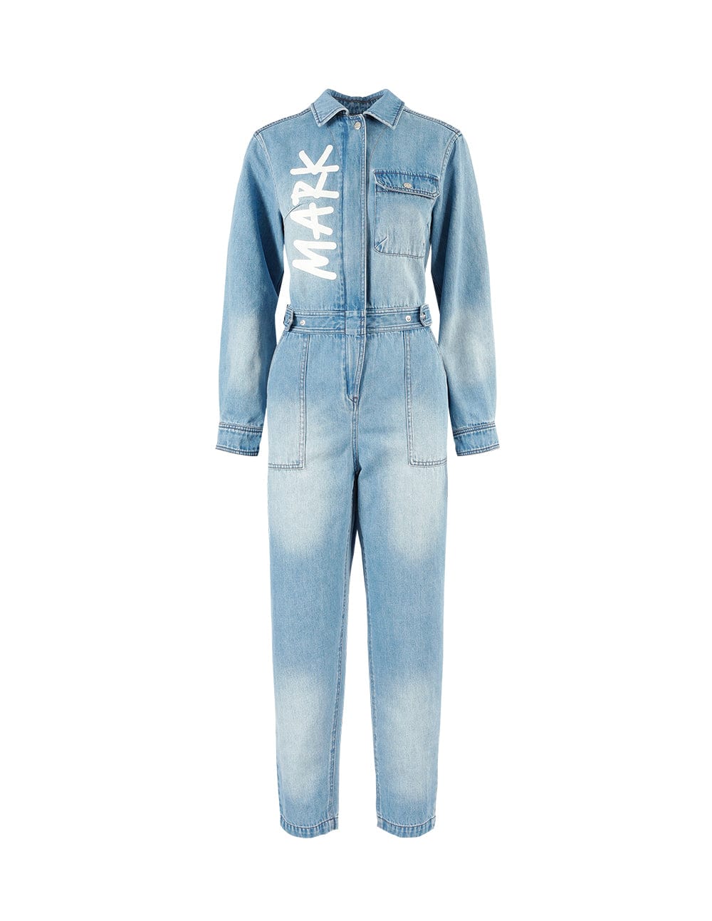 Women Washed Zipper Denim Jumpsuit