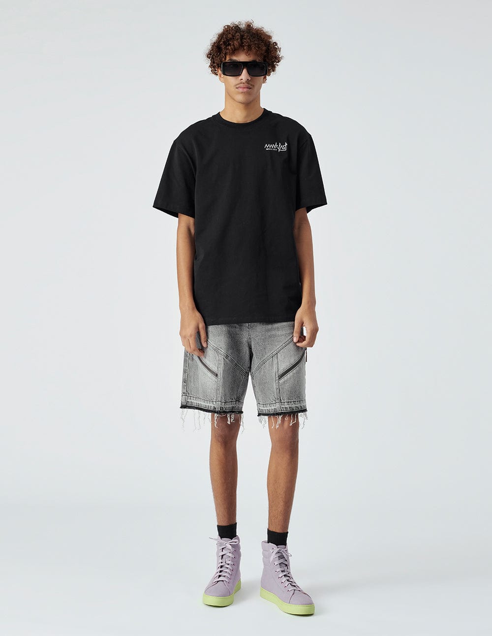 Men's Black Cotton Printed Loose T-Shirt