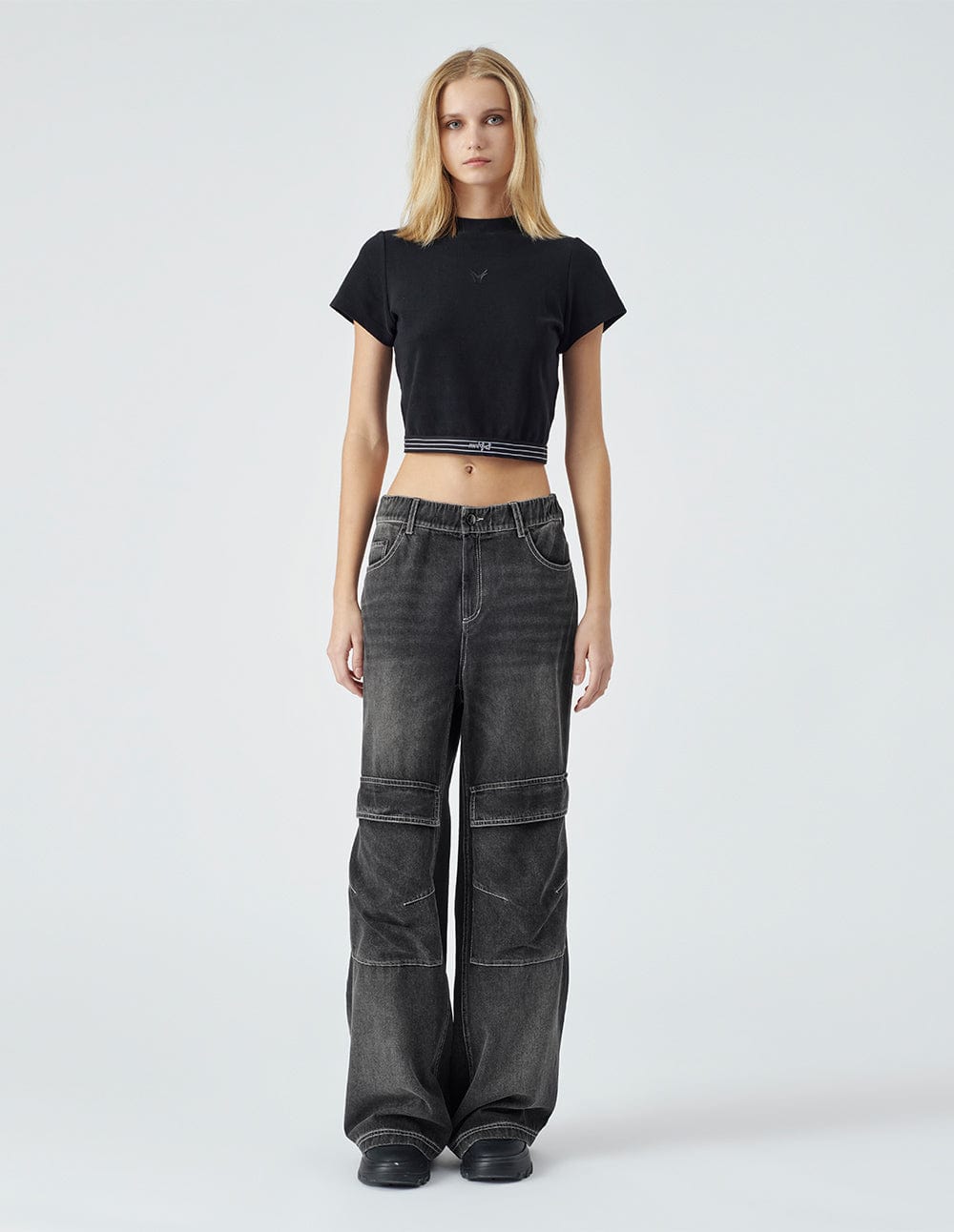 Dark Black Relaxed Denim Trousers