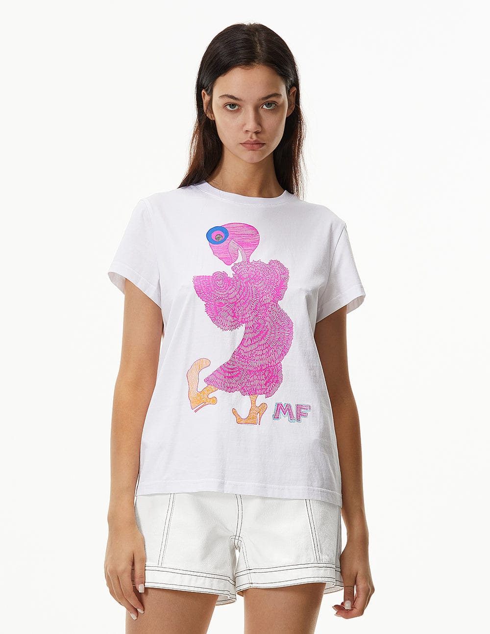 Women Garment Washed Straight Cut Denim Shorts