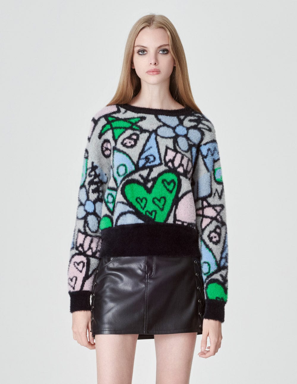 Ladies Heart Jacquard Sweater