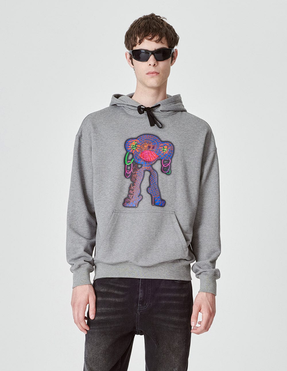 Unisex Cotton Sweatshirt With Electric Eyes And Animal Print For Couples