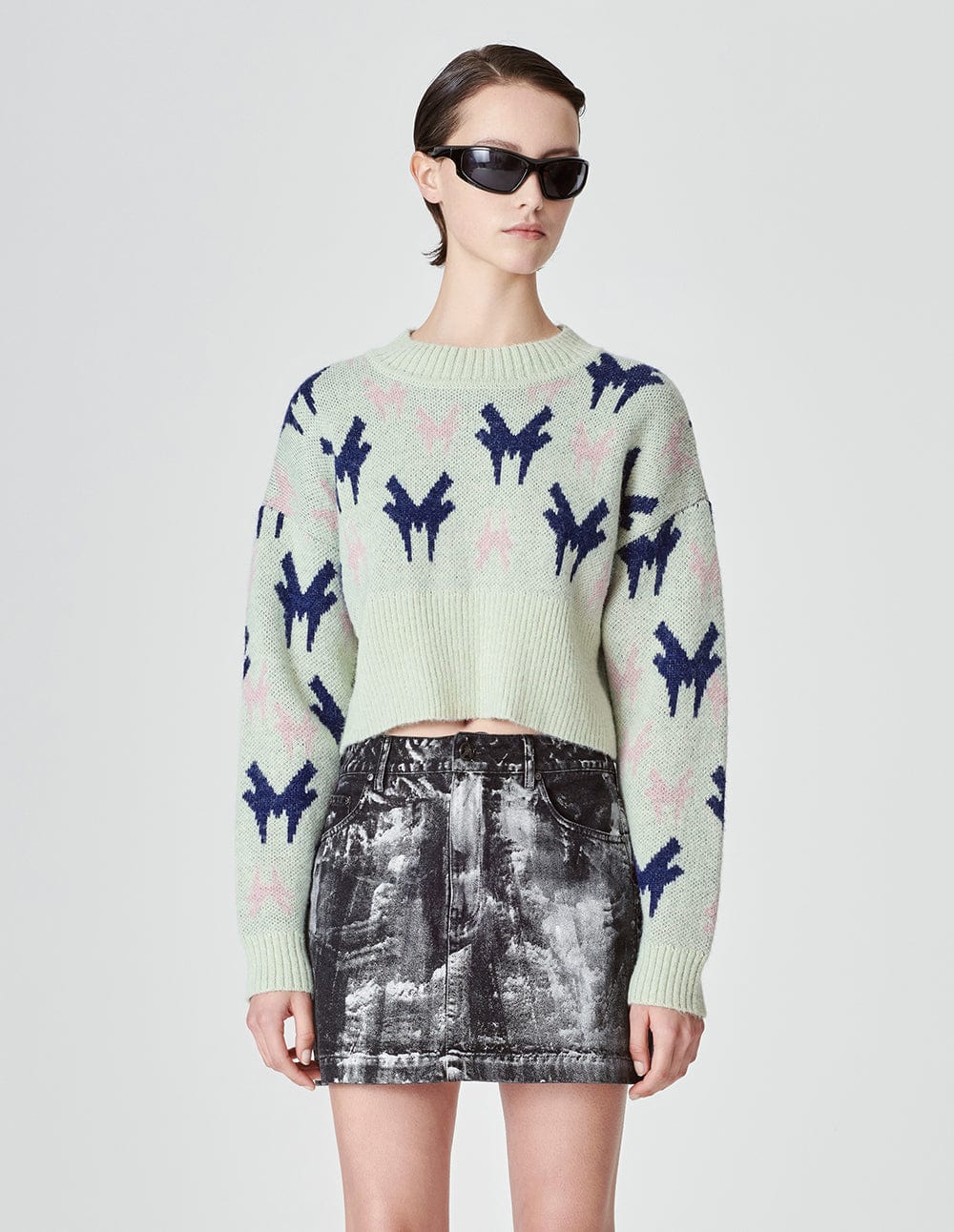 Women's Seahorse Wool Logo Jacquard Sweater