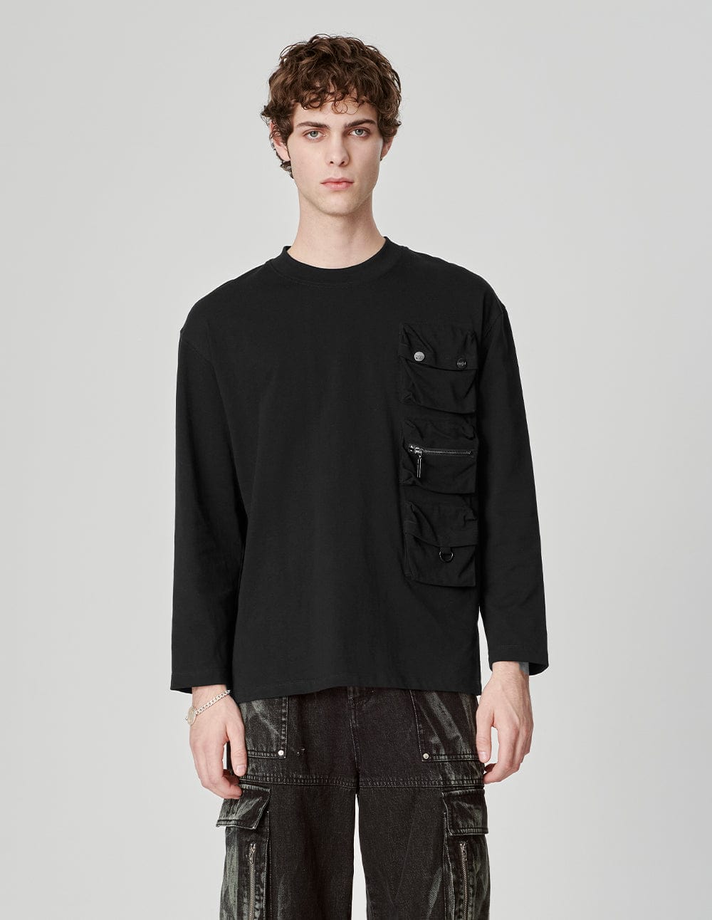 Men's Cotton Cargo Pocket Long Sleeve T-Shirt