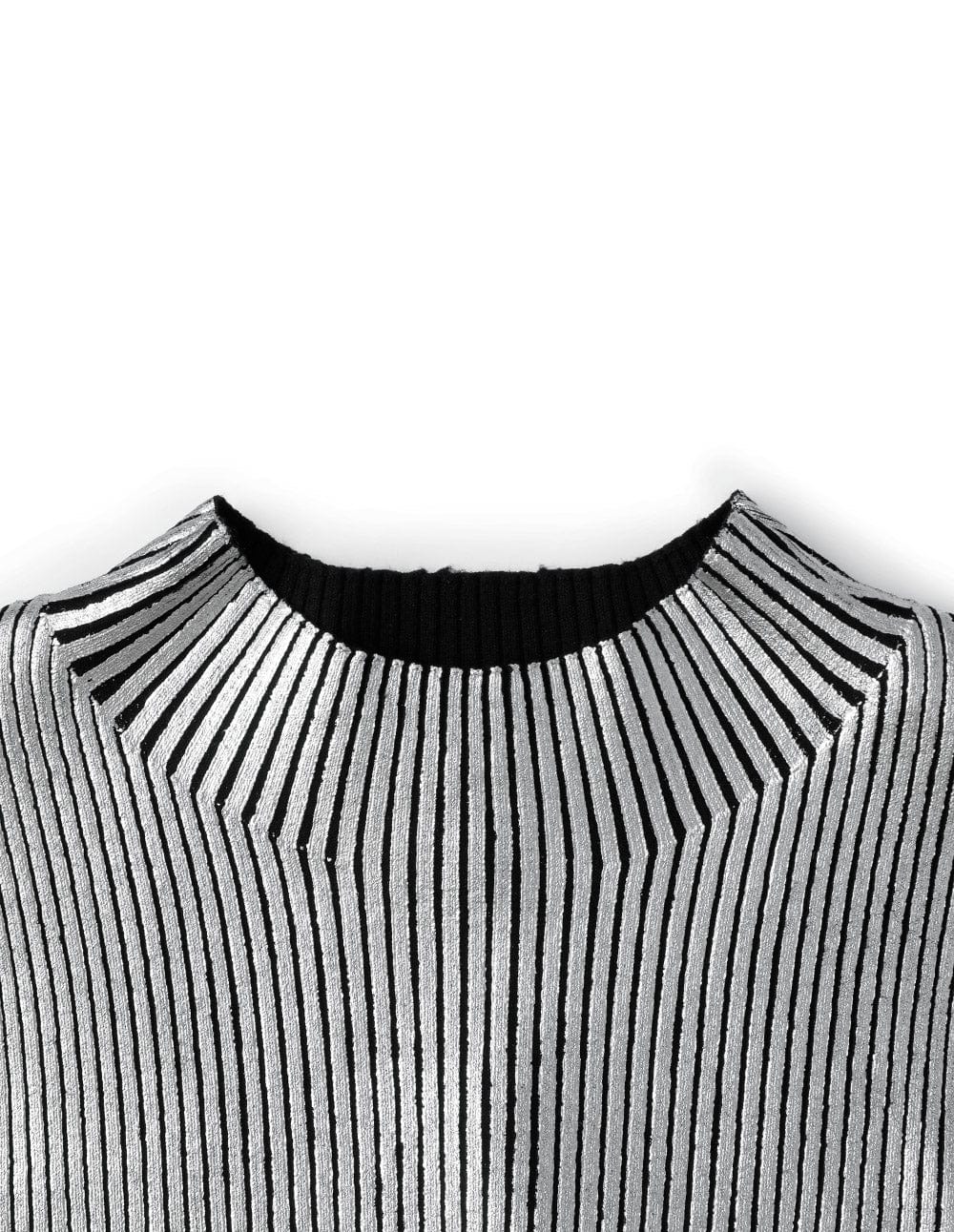 Womens Hot Silver Off-Shoulder Knit Sweater