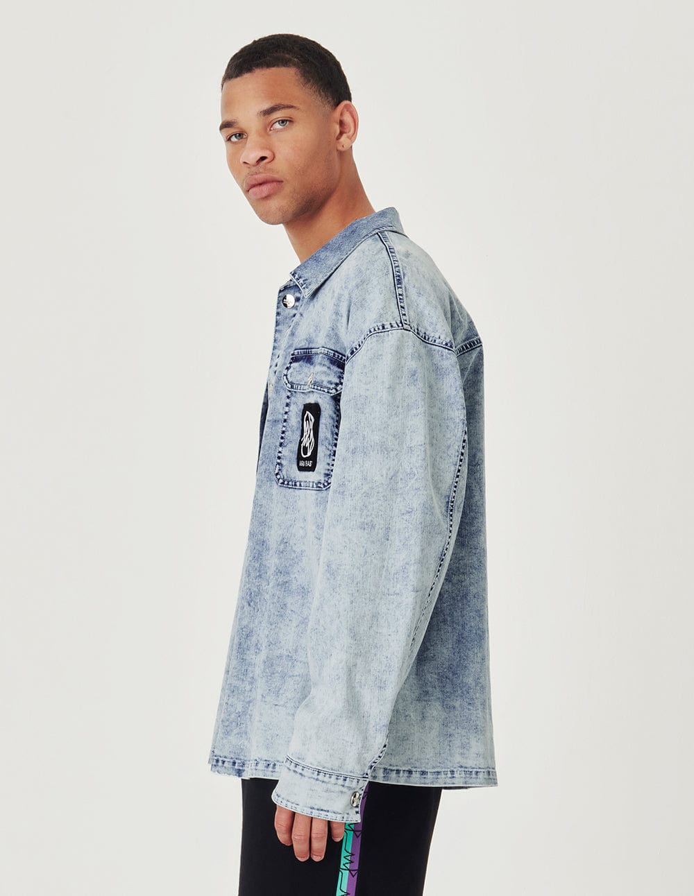 Light Blue Washed Denim Casual Shirt