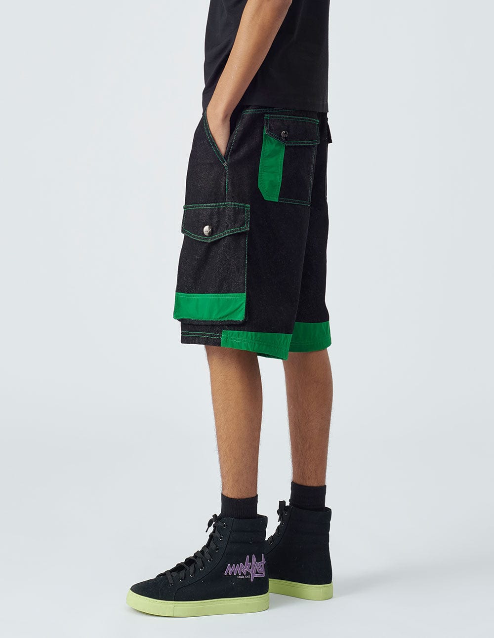 Men's Workwear Contrast Panel Denim Shorts