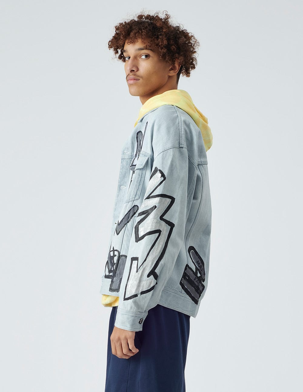 Unisex graffiti print denim jacket