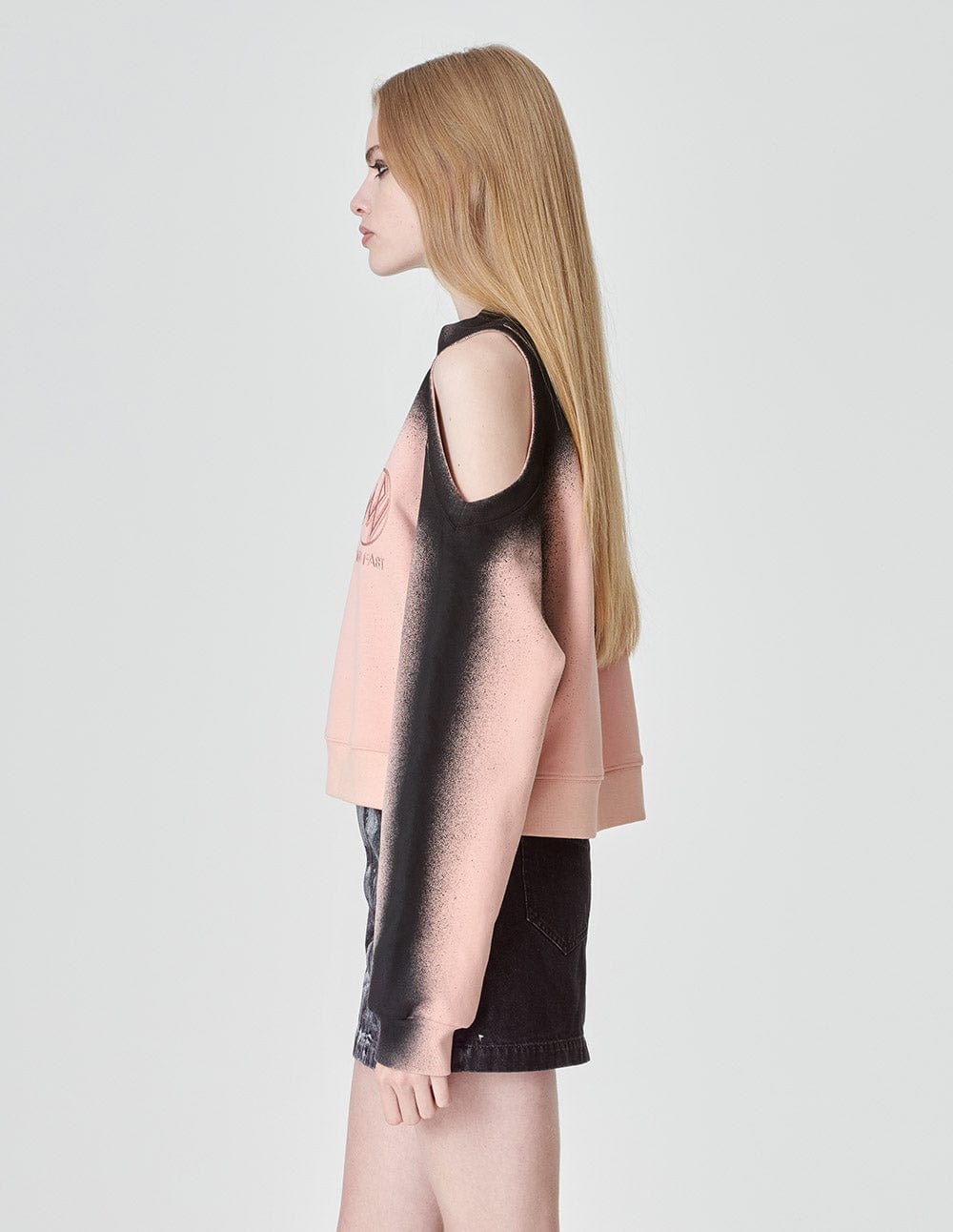 Womens Rose Pink Inkjet Print Cropped Sweatshirt