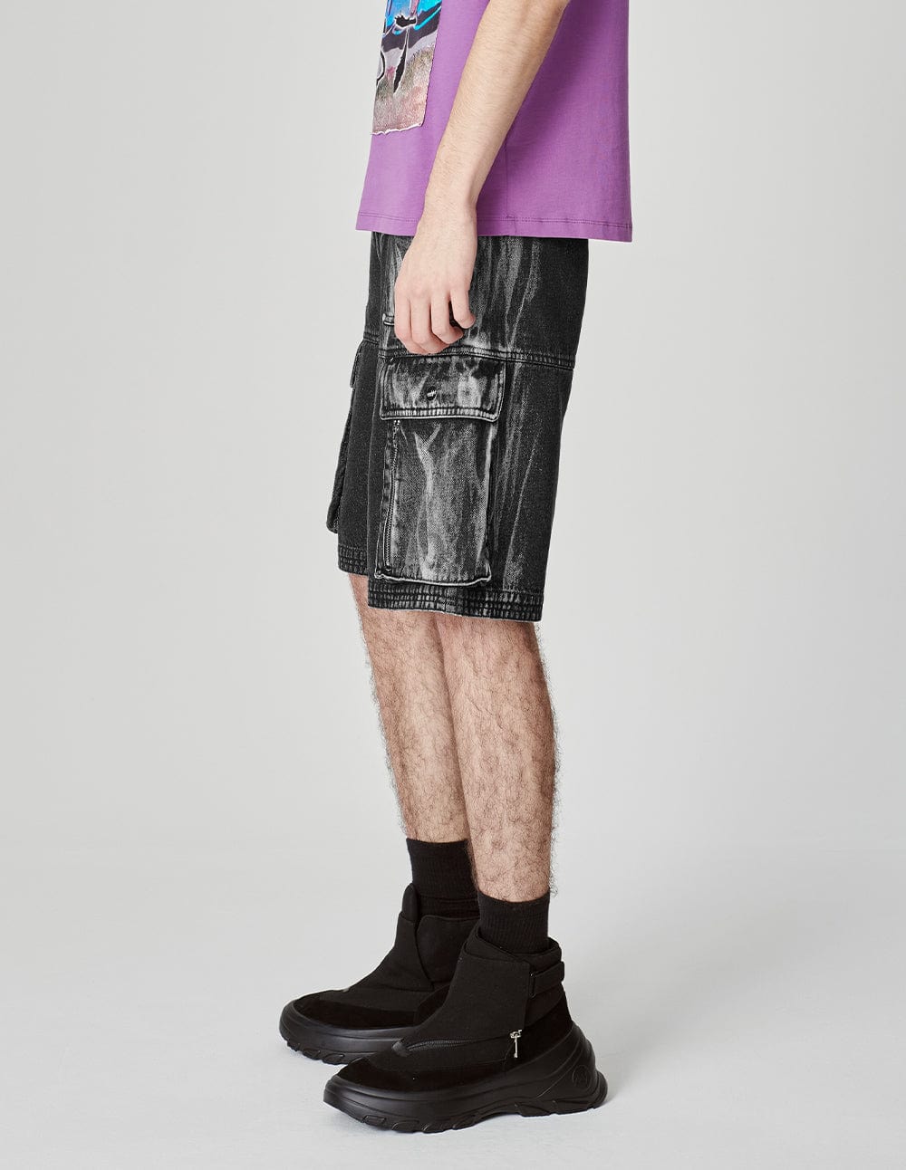 Men's Tie-Bleached Washed Shorts