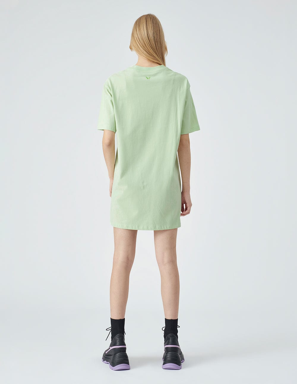Ladies Light Green Cotton Printed T-Shirt Dress