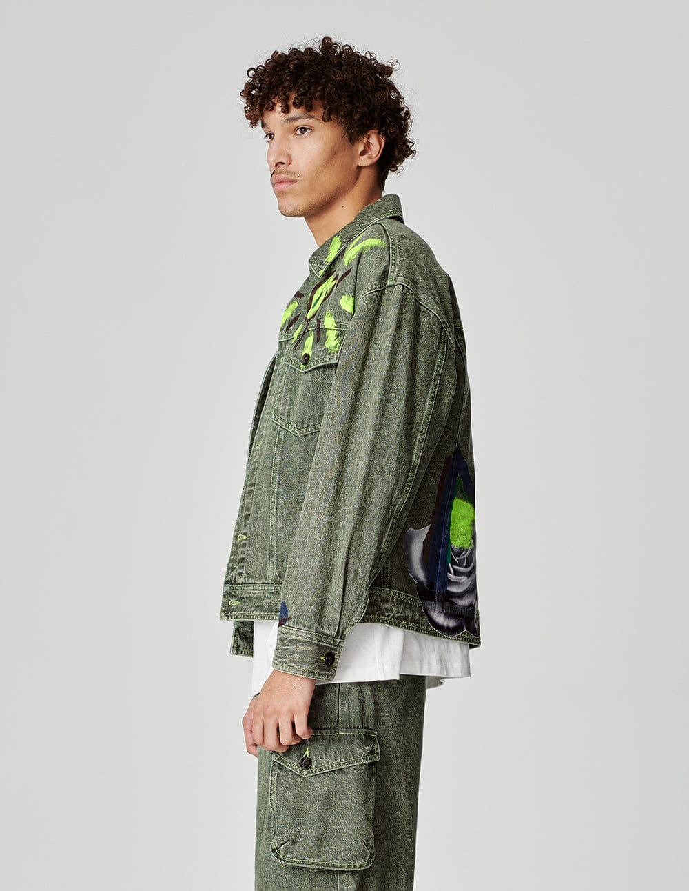 Unisex Hand-Painted Printed Washed Denim Jacket