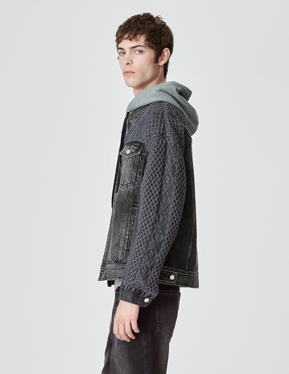 Unisex Knitted Patchwork Denim Jacket