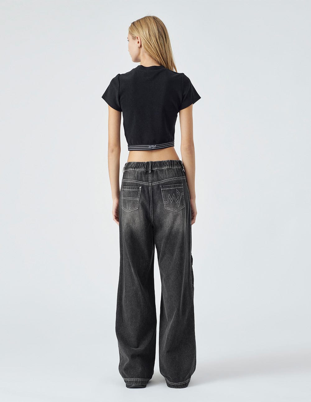 Dark Black Relaxed Denim Trousers