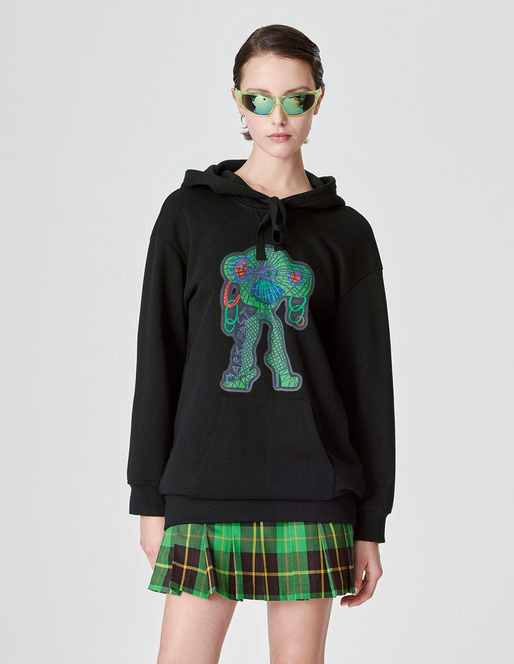 Unisex Cotton Sweatshirt With Electric Eyes And Animal Print For Couples