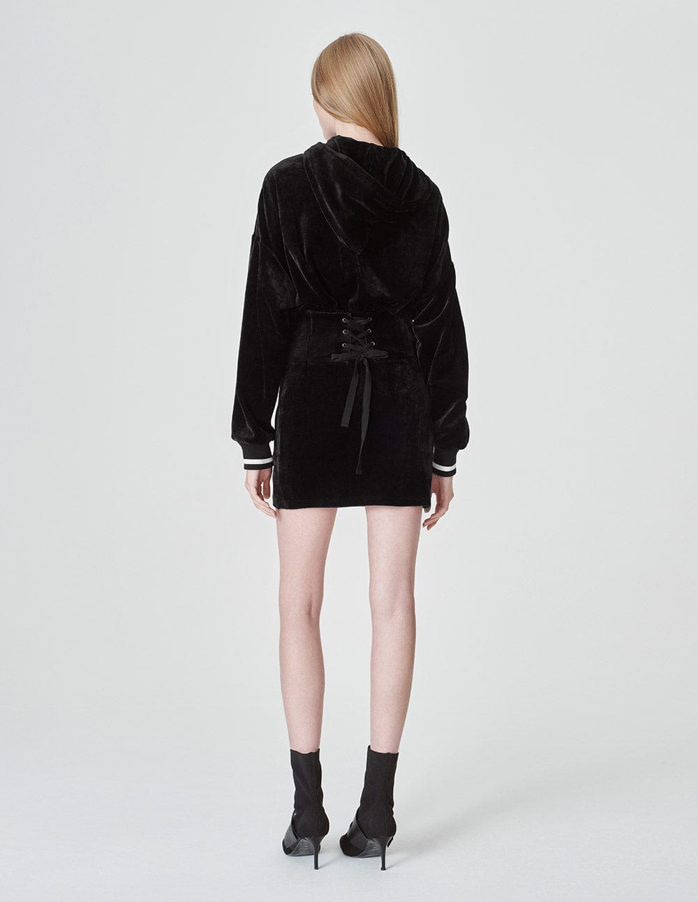 Womens Black Velvet Wrap Hip Dress