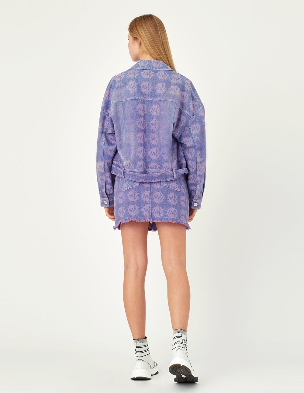 Purple Lapel Denim Biker Jacket