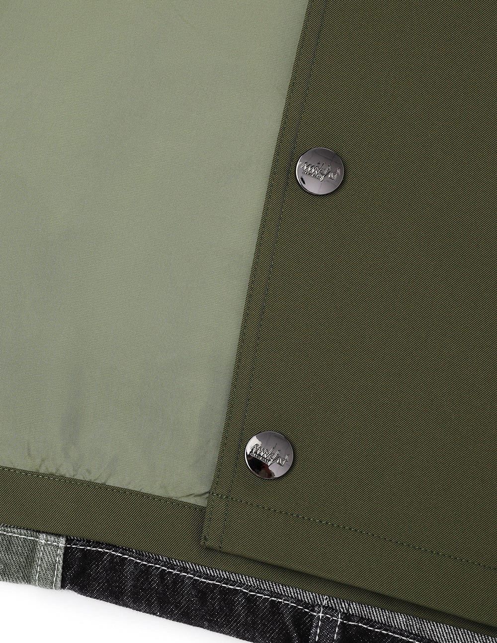 Unisex Style Army Green Denim Splicing Jacket