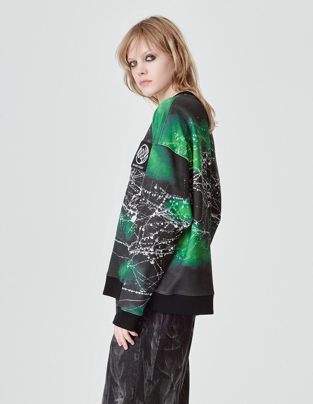 Couple Style Black Positioning Printed Cotton Sweater