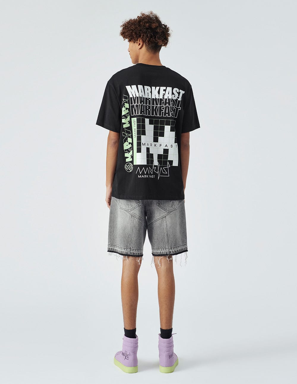 Men's Black Cotton Printed Loose T-Shirt