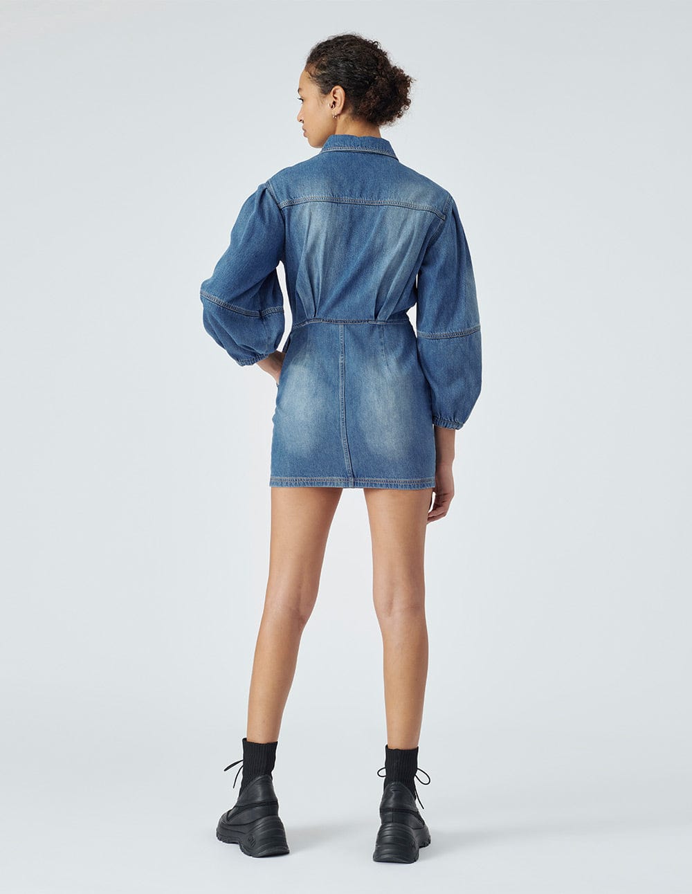 Women's Blue Long Sleeve Denim Dress