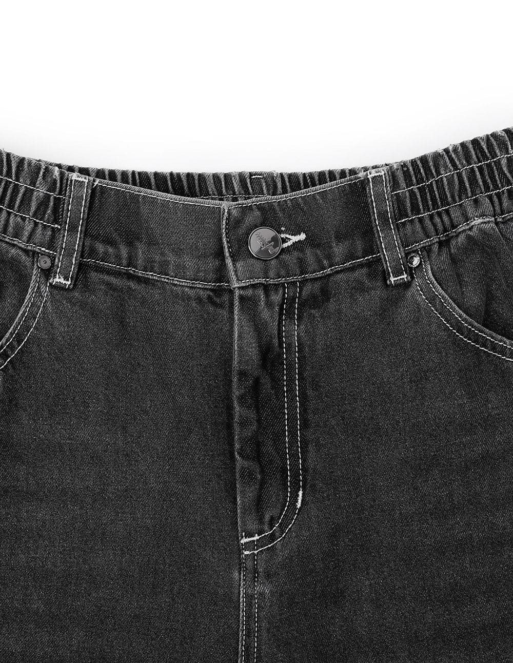 Dark Black Relaxed Denim Trousers