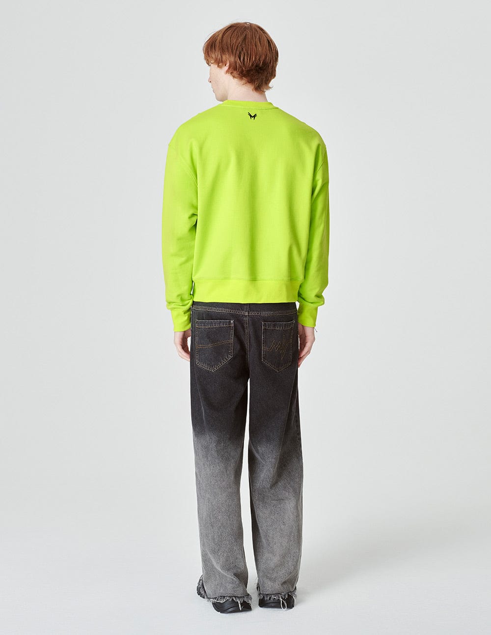 Unisex Style Fluorescent Green Cotton Print Sweatshirt