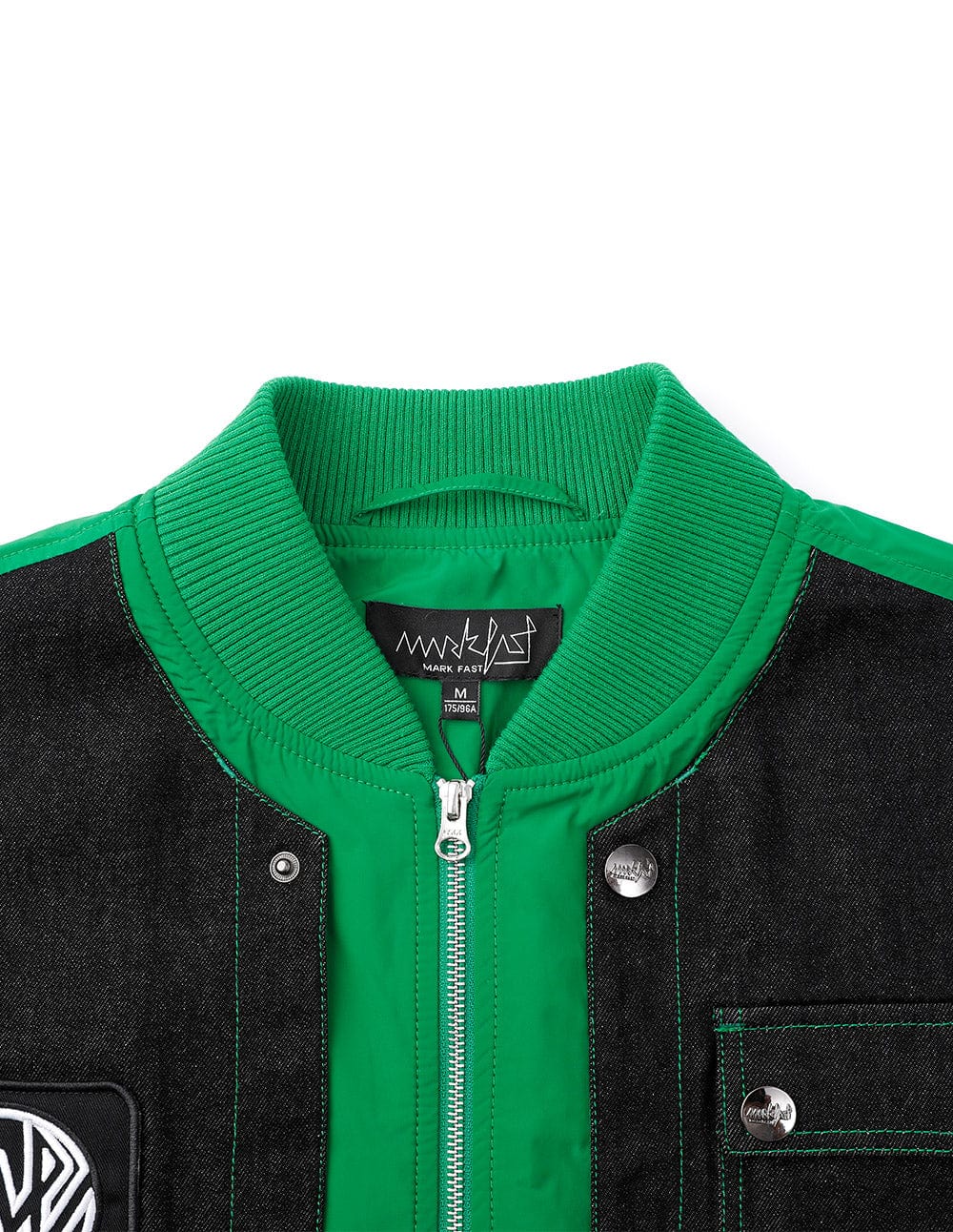 Men's Patchwork Washed Baseball Denim Jacket