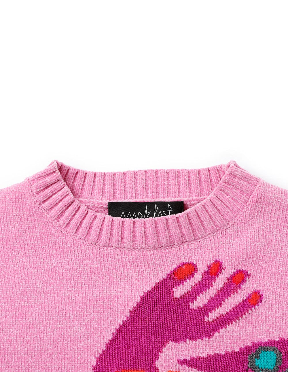 Women's Pink Gray Jacquard Sweater