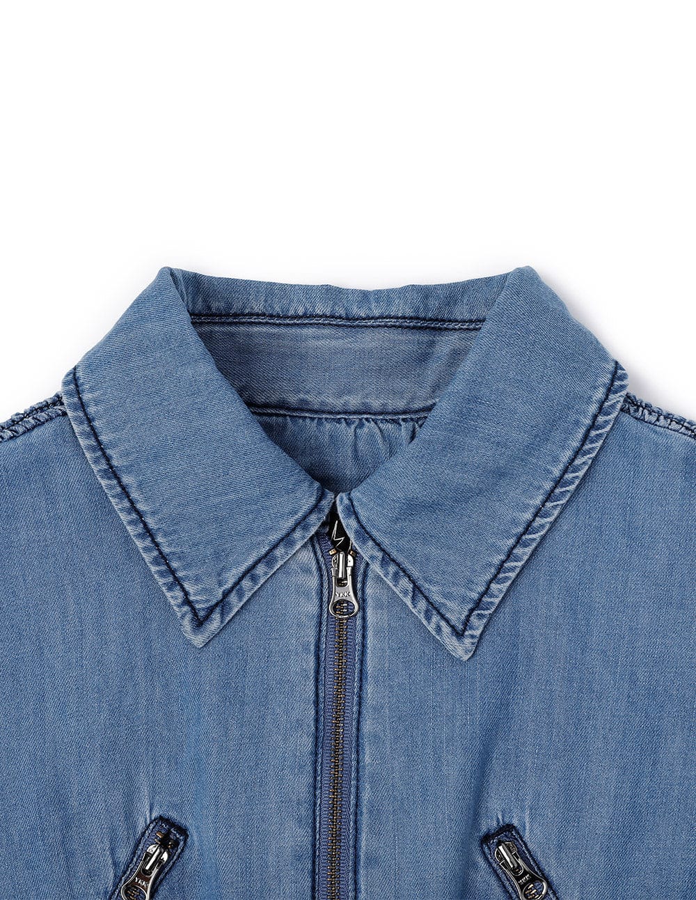 Women's Mid Blue Ruched Denim Dress