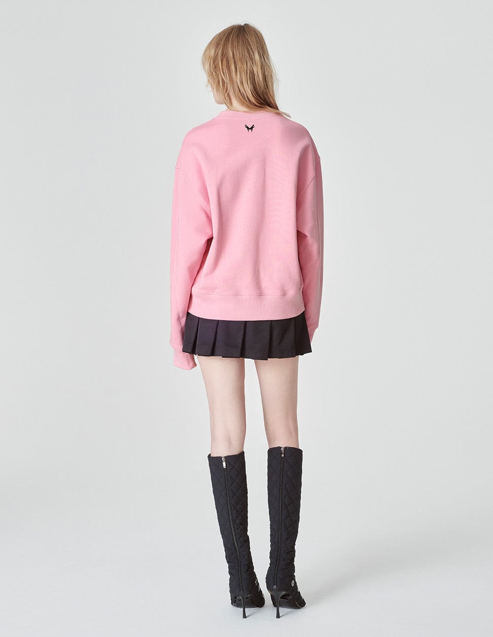 Unisex Style Pink Cotton Print Sweatshirt