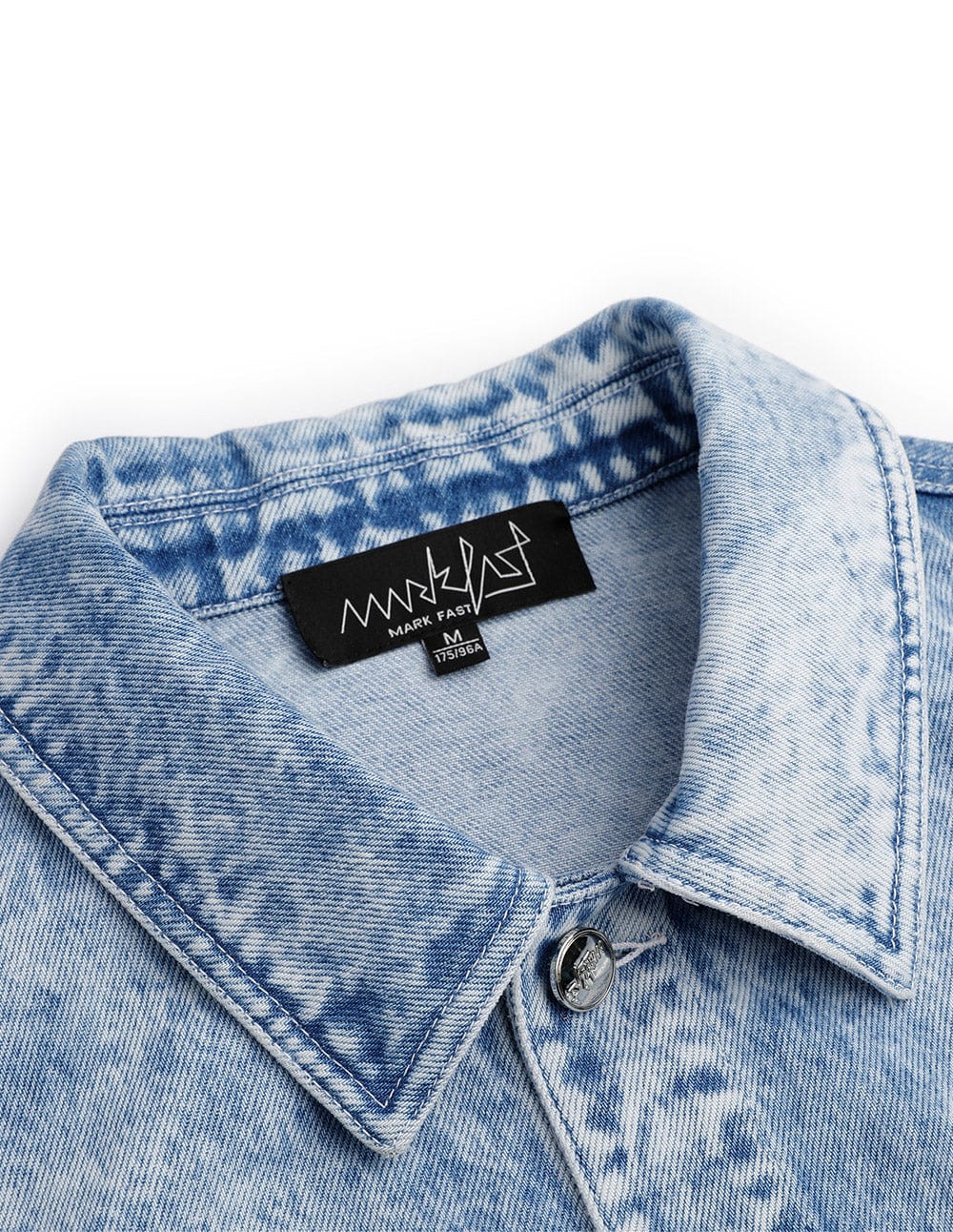 Unisex blue printed washed denim jacket