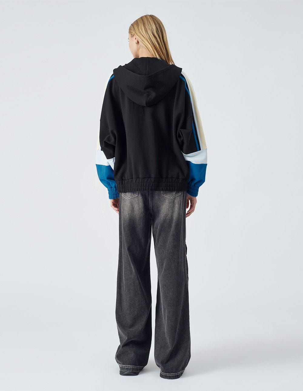 Unisex Hooded Print Zipper Jacket