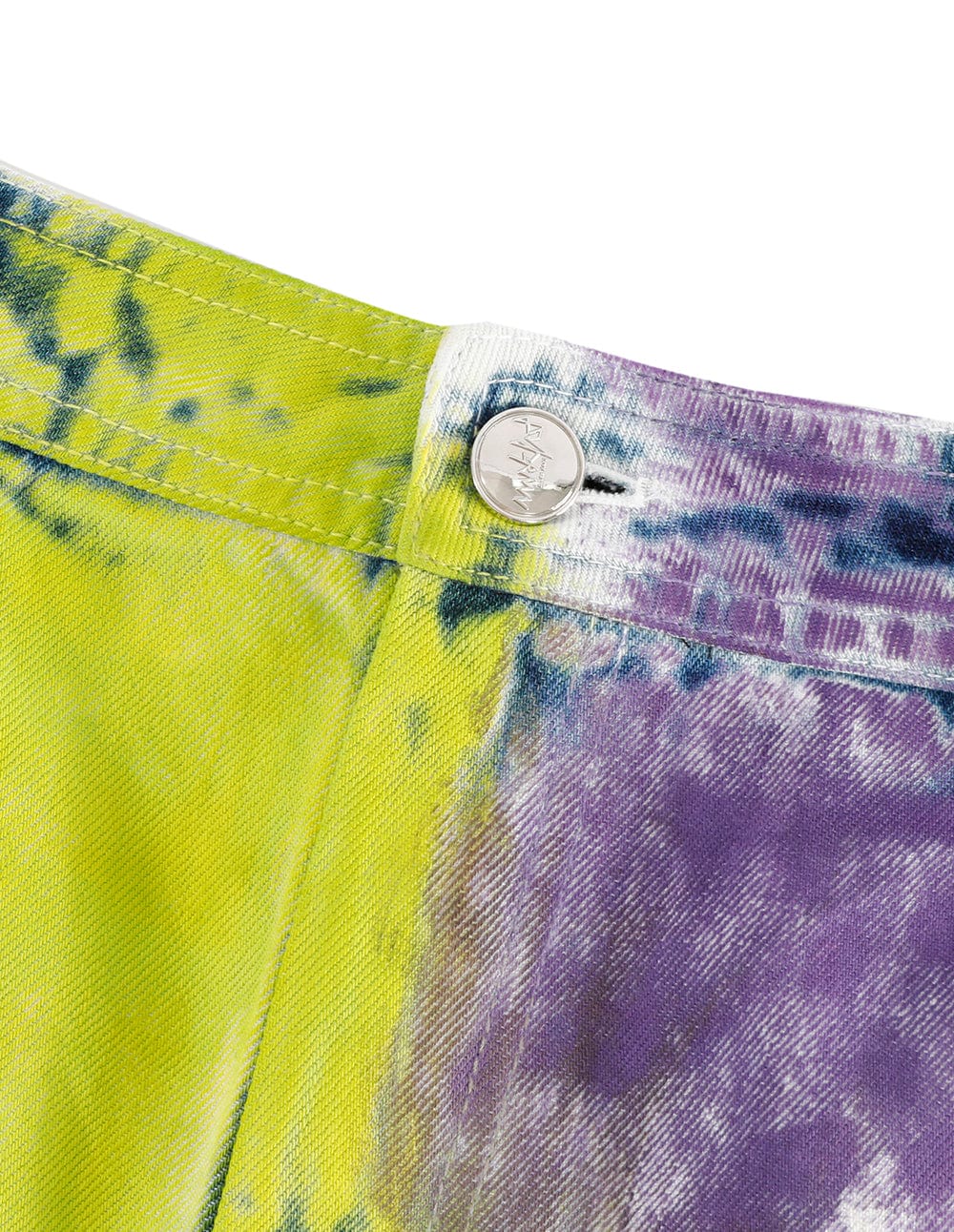 Tie-Dyed High-Waisted Denim Shorts